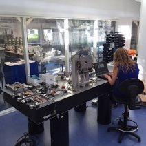 Woman testing scientific equipment